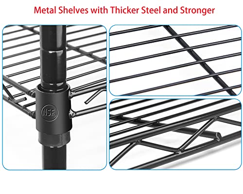 Hlyluo 4-Shelf Adjustable, Heavy Duty Storage Shelving Unit On Wheel Casters (210 Lbs Loading Capacity Per Shelf), Metal Organizer Wire Rack, Black (23.6L X 15.7W X 49.8H) #TOP6