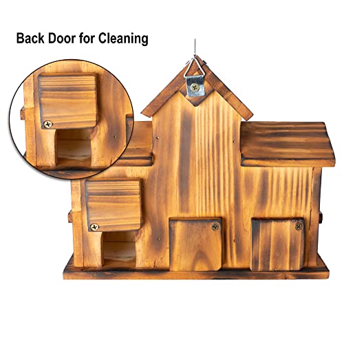 COLEBA Bird Houses for Outside,Outdoor 5 Hole Bird House Room for 5 Bird Families Bluebird Finch Cardinals Hanging Birdhouse for Garden (Brown - Set of 1) by COLEBA - Image 6