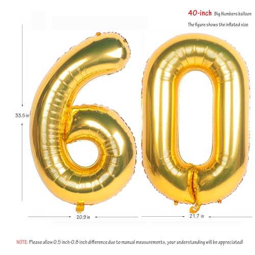 Image of 40 Inch gold Number Balloons 60 Helium Foil Mylar Balloon | Birthday Party banquet Decoration 60
