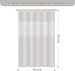 Beige Shower Curtain Plastic Shower Curtain Set with 12 White Hooks Mesh Top Window Clear PEVA Bathtub Curtain Water Proof Bath Curtain for Shower Bathroom,72x72inch