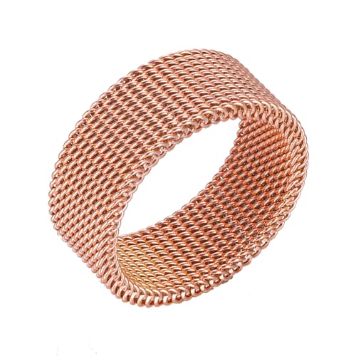 [JUNENTER] �����Y ���f�B�[�X �X�e�����X�X�`�[�� ���b�V�������O ��8mm �����w�� �t���L�V�u�� �R���t�H�[�g�t�B�b�g ���[�Y �u���b�N �T�C�Y5(Rose Gold,10)