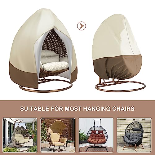 Skyfiree Patio Egg Chair Cover Hanging Chair Cover Swing Egg Chair Covers With Zipper Drawstring Waterproof Oxford Outdoor Pod Chair Patio Swing Loveseat Egg Chair Cover Double 91X80 Inches (1 Pack) #TOP5