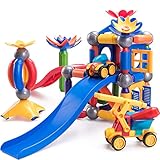 cossy 43234-606 Magnetic Rods & Balls for Toddlers 90Pcs Blocks Building Toys Stem Toys for 3 Year Olds, Yellow/Blue/Red/Orange