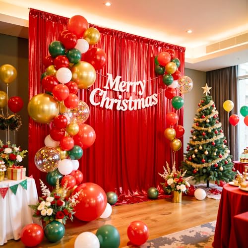 Image of 30x10 ft Wrinkle Free Red Sequin Backdrop Curtain for Parties,Thick Not Fall-Off Glitter Backdrop Drapes,6 Panels 5x10ft Shimmer Photo Back Drop Cloth for Wedding Birthday Photography Background