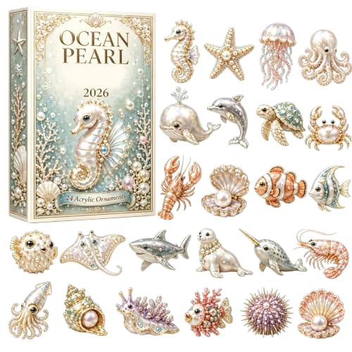 Sea Turtle Calendar Advent 2026 2D Acrylic Figurine Party Favor | Holiday Sea Turtle Countdown Calendar for Men Women Kid Office