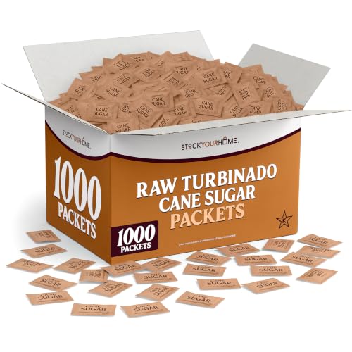Image of Stock Your Home Bulk Sugar Packets, 1000 Count, Turbinado Raw Sugar