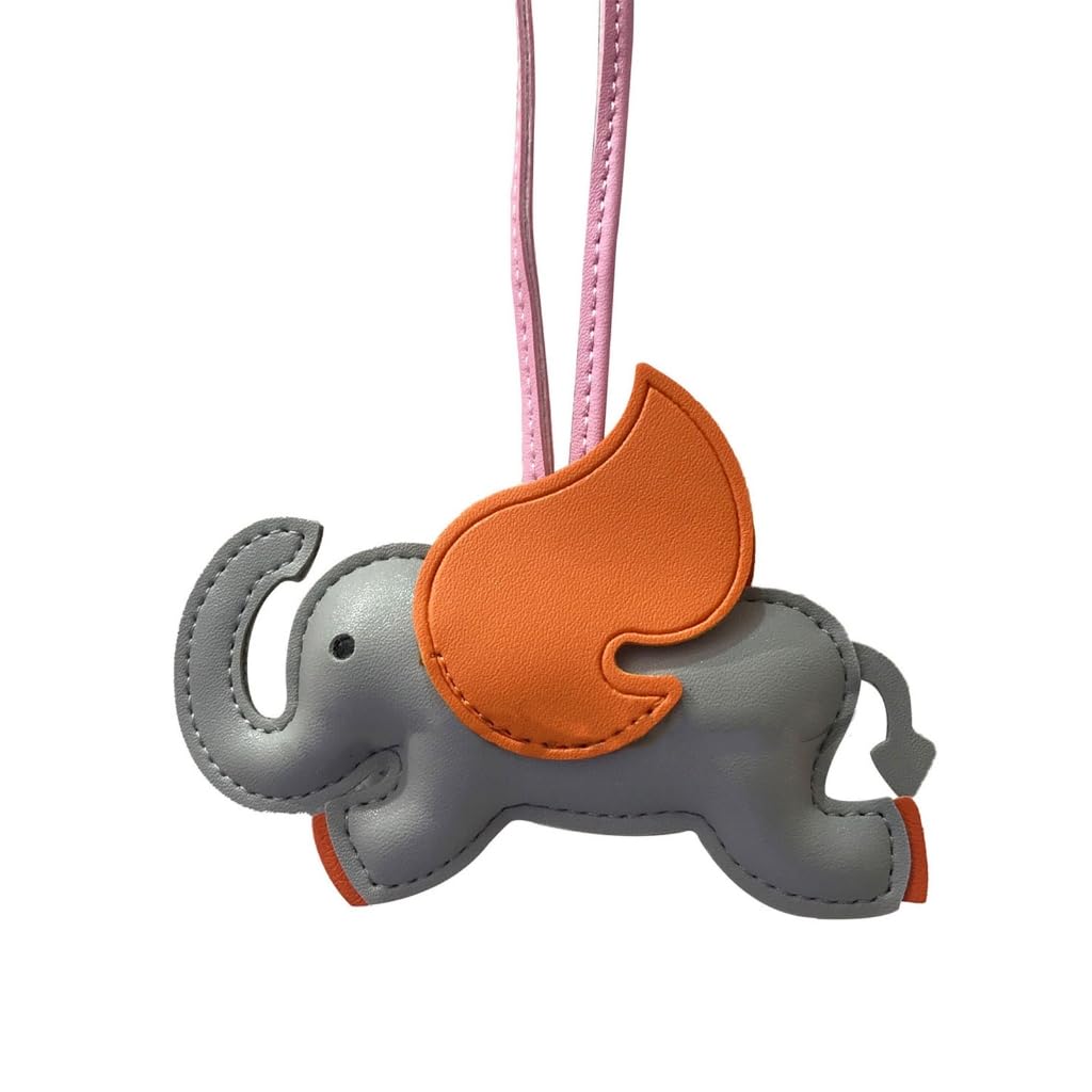 Bottone Cute Elephant Bag Pendant Keychain Chic PU Leather Keychains Phone Straps Chain Stylish Keyring for Fashion Enthusiasts