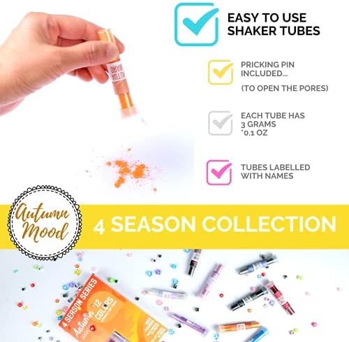 ToysButty Mica Powder 12 Color Pigments Set for Epoxy Resin, Wax Melts. Soap Making Bath Bombs, Candle Art, Lip Gloss, Eye Shadow, Acrylic Paint, for Nails, Autumn Mood in 4 Season Collection