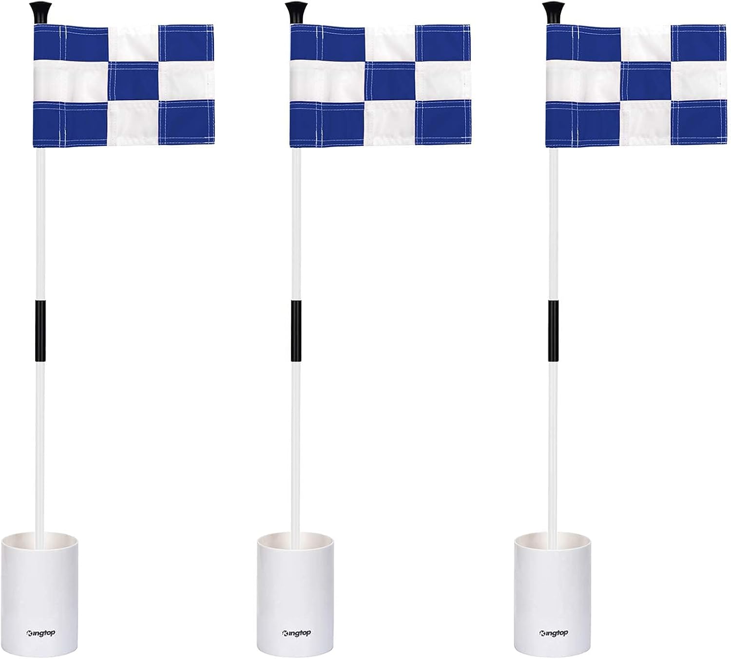 KINGTOP Golf Flagstick Mini, Putting Green Flag for Yard, 3 Feet Flagpole 2-Section Design, Golf Pin Flags Hole Cup Set, 6" Putting Cup, 3-Pack