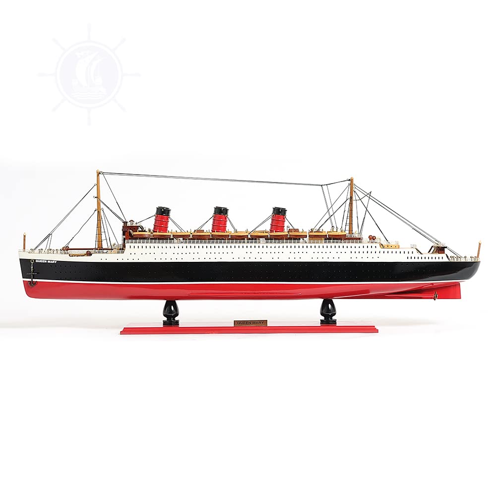 Old Modern Handicrafts Queen Mary Cruise Ship Model - Meseum Quality Ship Model Made with Premium Quality Wood - 32L x 10.5W x 4.5H Inches