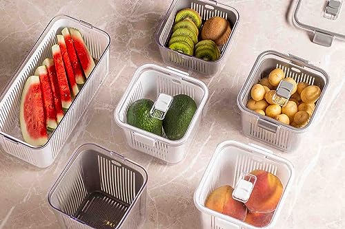 Kit 2 Pote Slim Hermético Com Cesto Escorredor Ar 1360 ml