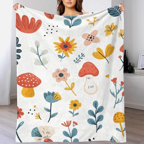 Couverture canapé fleurs imprimée 3D plaid douillet flanelle pour soirée série
