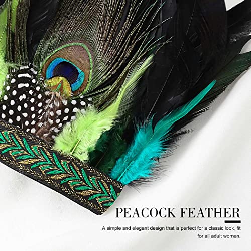Aukmla Peacock Feather Fascinator Decorative Feather Headpiece Crown Headdress Costume Headband For Party (Green) #TOP5