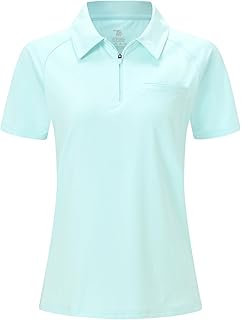 Women's Short Sleeve Golf Polo Shirts 1/4 Zip Tennis Tops Collared T-Shirts UV Protection Quick Dry