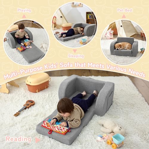 image for MuaMelop Toddler Couch, 2-in-1 Toddler Chairs Comfy 1-3 Years Old, Tod