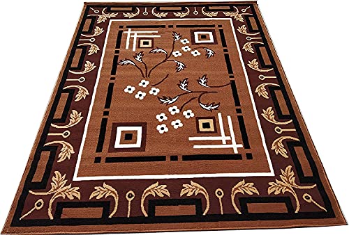 Image of GULDASTA Gold Carpet for Living Room 6x8 Feet Premium Soft Floral Area Rug Anti Skid Washable Carpet for Bedroom Hall Home Decor