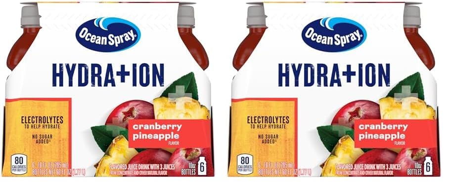 Ocean SprayRevitalize Cranberry Pineapple Juice Drinks, 10 Fl Oz Bottles,  Count (Pack of 2)
