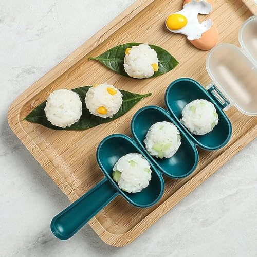 Blue Rice Ball Maker - Shake & Mold Rice Balls, Sushi Plates & DIY Kit