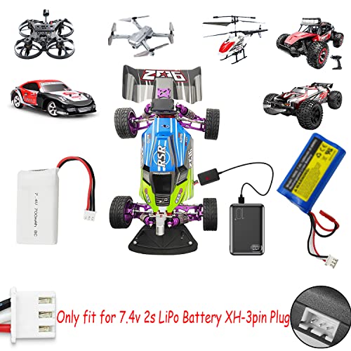 Upgraded 7.4V 2S Lipo Battery 2A Quick Charger For Toy Rc Car Boat Rock Crawler Fpv Drone Quadcopter, Charger Cable With Xh-3P Connector Plug Compatible With Splatrball 7.4V Electric Water Ball Gun #TOP2
