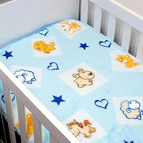 Cobertor Bebê Infantil Jolitex Pelo Alto 0,90x1,10m Mundo dos Bichos Azul
