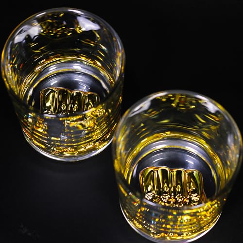 Image of Melbify Gold Knockout Whiskey Glass Gift Set | 6 pcs Set| 300 ml | Premium Packing | Gift Box | Gold-Bottomed | Imported | Luxurious | Ideal for Wedding Gifts, Anniversary, VIP and Corporate Gifts