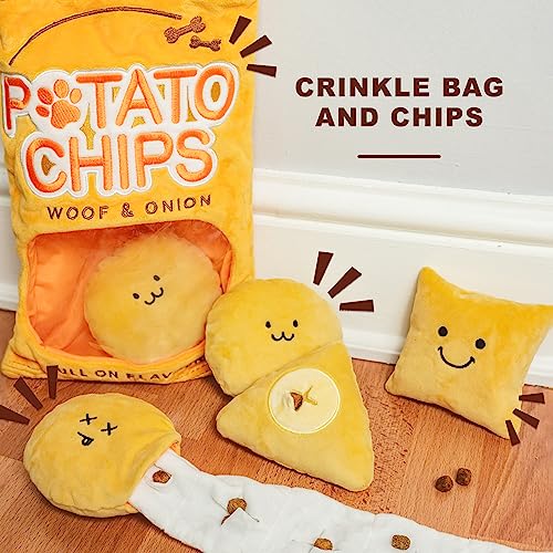 PAWS MANIA Interactive Dog Puzzle Toy (Potato Chips) for small to medium sized dogs hide and seek treats with hidden squeakers - Image 4