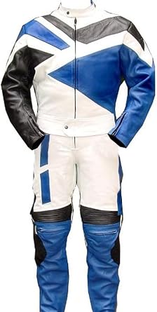2pc Motorcycle Riding Racing Leather Track Suit w/Padding All Leather Drag Suit