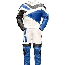 2pc Motorcycle Riding Racing Leather Track Suit w/Padding All Leather Drag Suit