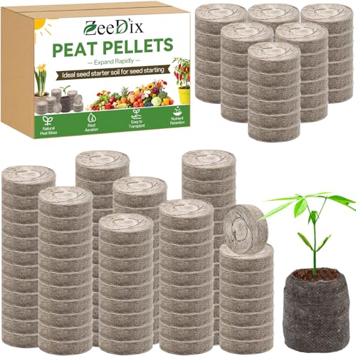 ZeeDix 200 Pcs 40mm Peat Pellets for Seedlings, Compressed Seed Starter Soil Dirt Pods Plugs Peat Moss Pellets Soil Pellets for Seed Starting, Gardening, Planting Flowers Herbs and Vegetables by ZeeDix - Used condition - US$26.98
