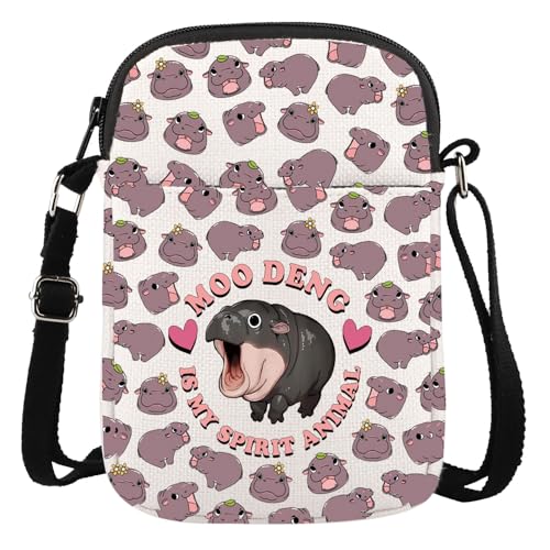 Gzrlyf Moo Deng Crossbody Bag Baby Hippo Gift Moo Deng Lover Gift Hippo Purse Sling Bag Shoulder Bag