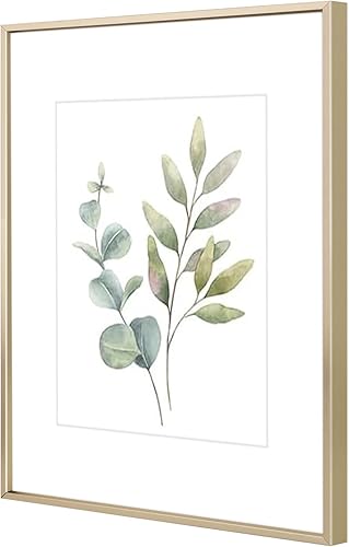 Vista 415 de Golden State Art - Marco de fotos de aluminio satinado clásico de 8 x 10 con alfombrilla de color marfil para fotos de 5 x 7 y cristal real, Dorado