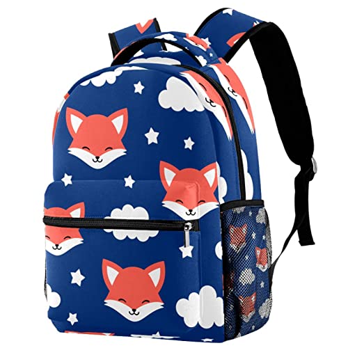 Sac à dos décontracté femme nuages renard grand volume pour voyageur urbain