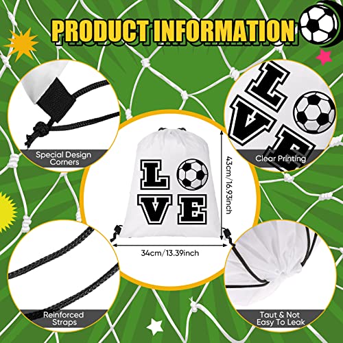 LEIFIDE 24 Pcs 13x17 inch Soccer Gift Bags Ball Drawstring Bag Soccer Party Favors Goodie Packets Birthday Party Supplies Backpack Sack for Gym Sport2
