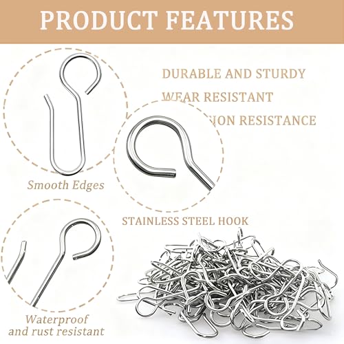 Ganchos para cortina de ducha metálicos pack de 60 accesorios de baño resistentes 6