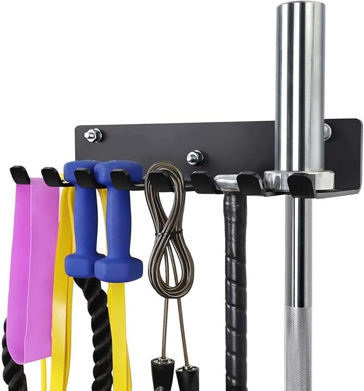 ALLYSON FITNESS Gym Rack Organizer, Resistance Band Storage Rack, Gym Hooks for Olympic Barbells, Bands, Row Handles, Bats or Tools