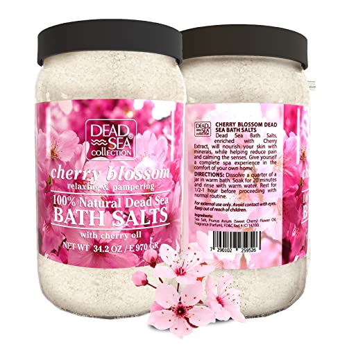 Dead Sea Collection Bath Salts Enriched With Cherry Blossom - Natural Salt For Bath - Large 34.2 Oz. - Nourishing Essential Body Care For Soothing And Relaxing Your Skin And Muscle #TOP7