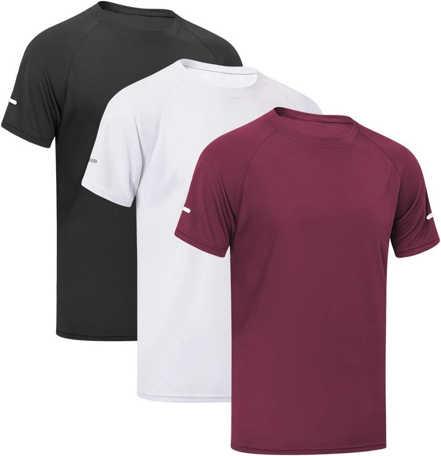 MEETYOOMen’s Sport Shirt, Short Sleeve T-Shirt Running Top Breathable Gym Tee for Workout Jogging Fitness