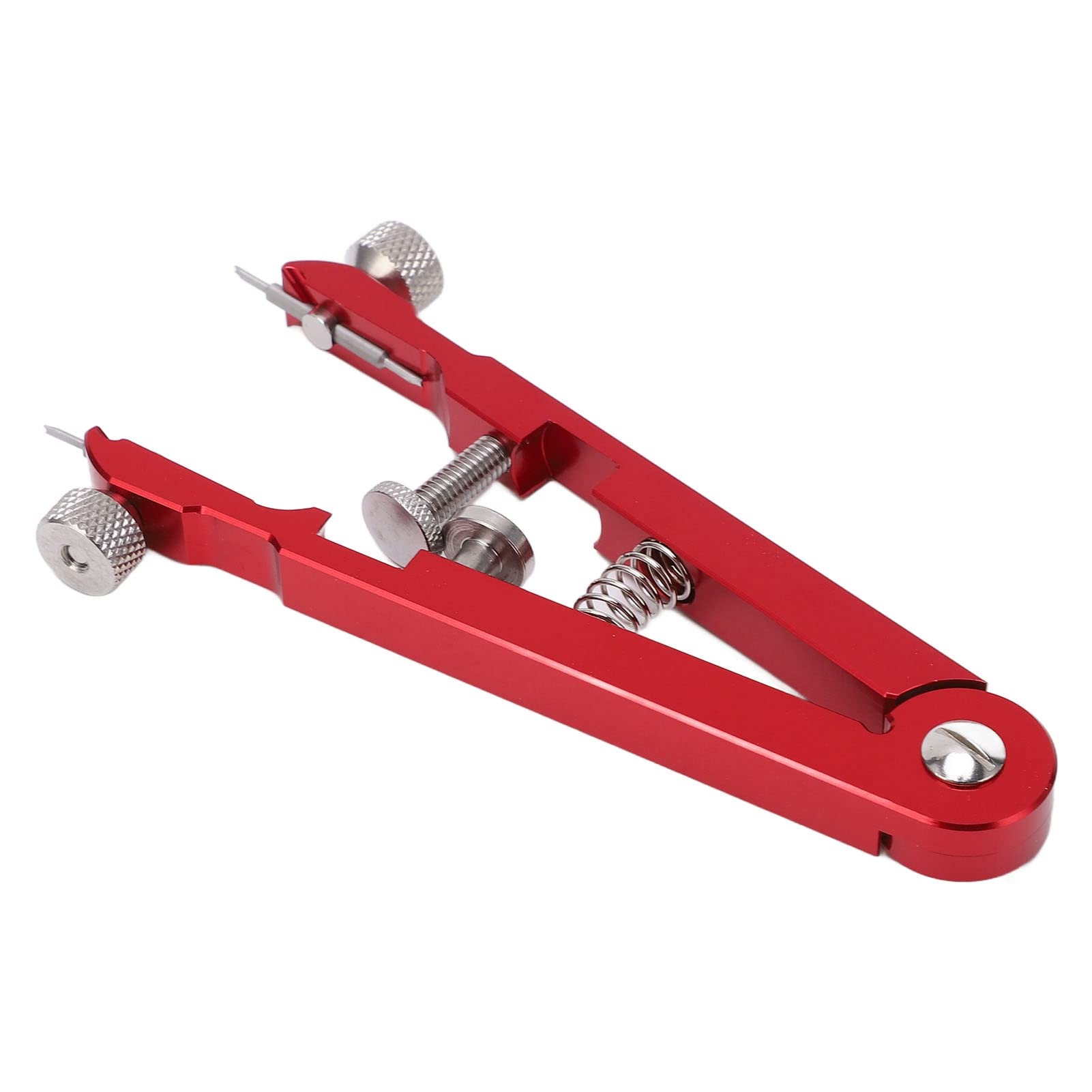 Pince à barrettes de montre avec 6 embouts, outil de retrait de bracelet de montre en alliage d’aluminium, forme en V, pour un réglage rapide de la sangle et un remplacement des ba (Rouge)
