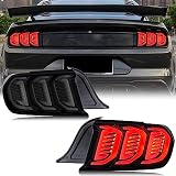 inginuity time LED Tail Lights for Ford Mustang 2016-2022 Sequential Turn Signal Black Rear Lamps Ac