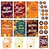 Decorably 18 Pack Foiled 5x7in Religious Thanksgiving Cards with Envelopes Stickers 6 Designs Christian Thanksgiving Cards Pack with Printed Message Inside
