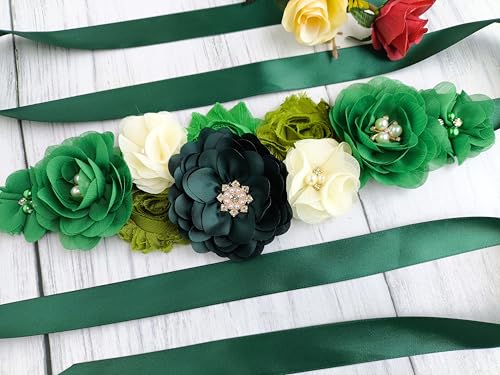 Maternity Sash Belt for Baby Shower Green,Mommy Sash Pregnancy Belt,Hunter Green Sash for Women2