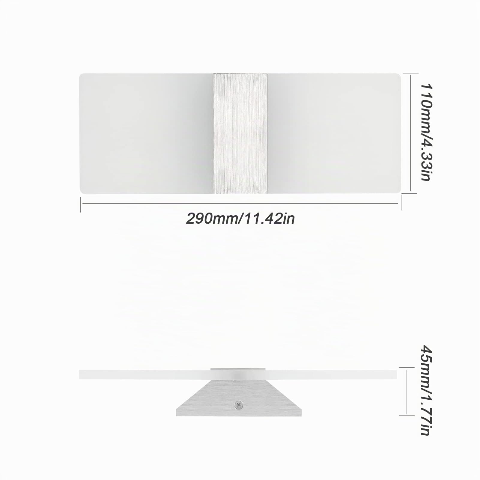 Klighten 2PCS Lampada da parete per interni a LED dimmerabile con telecomando 12W Applique da Parete Up down in argento spazzolato 3000K-6000K Bianco caldo/Bianco freddo