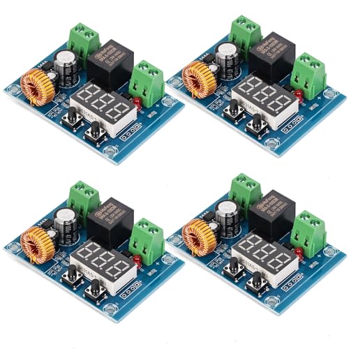 SELOKY 12V-36V DC Voltage Protection Module Digital Low Voltage Protector Disconnect Switch Cut Off Over Discharge Protection Module Pack of 4