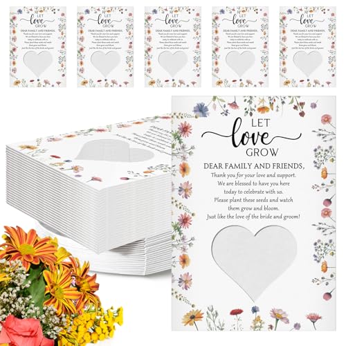 Fumete 50 Pack Wedding Favor Seed Packets Let Love Grow