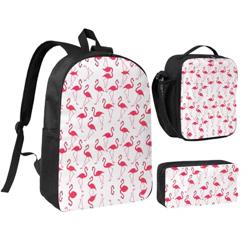 Mochila de flamenco rosa para viajes escolares y excursiones