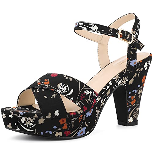 Perphy Platform Heel Slingback Floral Heels Sandals for Women