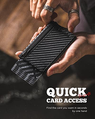 DUGRAFT Slim Card Wallet with Zippered Coin Pocket, Inner Aluminum Pop-Up Card Holder RFID Blocking for 1-6 Cards, Gift Packed for Men, Carbon Fiber3