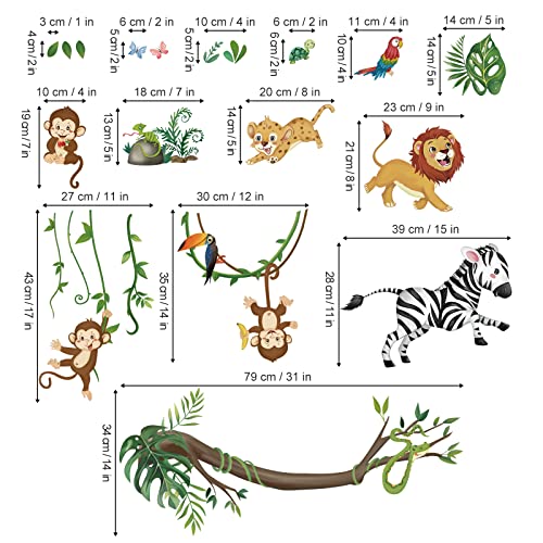 Wondever Jungle Animals Wall Stickers Monkey Lion Safari Peel And Stick Wall Art Decals For Kids Bedroom Baby Nursery Living Room #TOP3