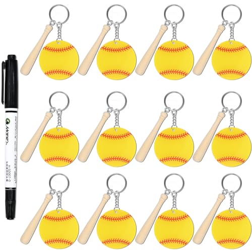 Yaure Joy 12 Pcs Softball Acrylic Keychain bulk with 1