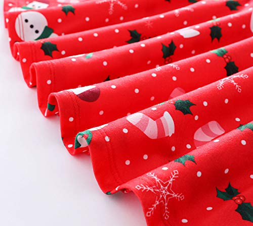 Modaioo Matching Dolls & Girls Christmas Dress,A-Line Skater Twirly Sparkly Casual Sleeveless Dressses For Kids,Print Stretchy 18" Doll Clothes (8038,C.red,140) #TOP2